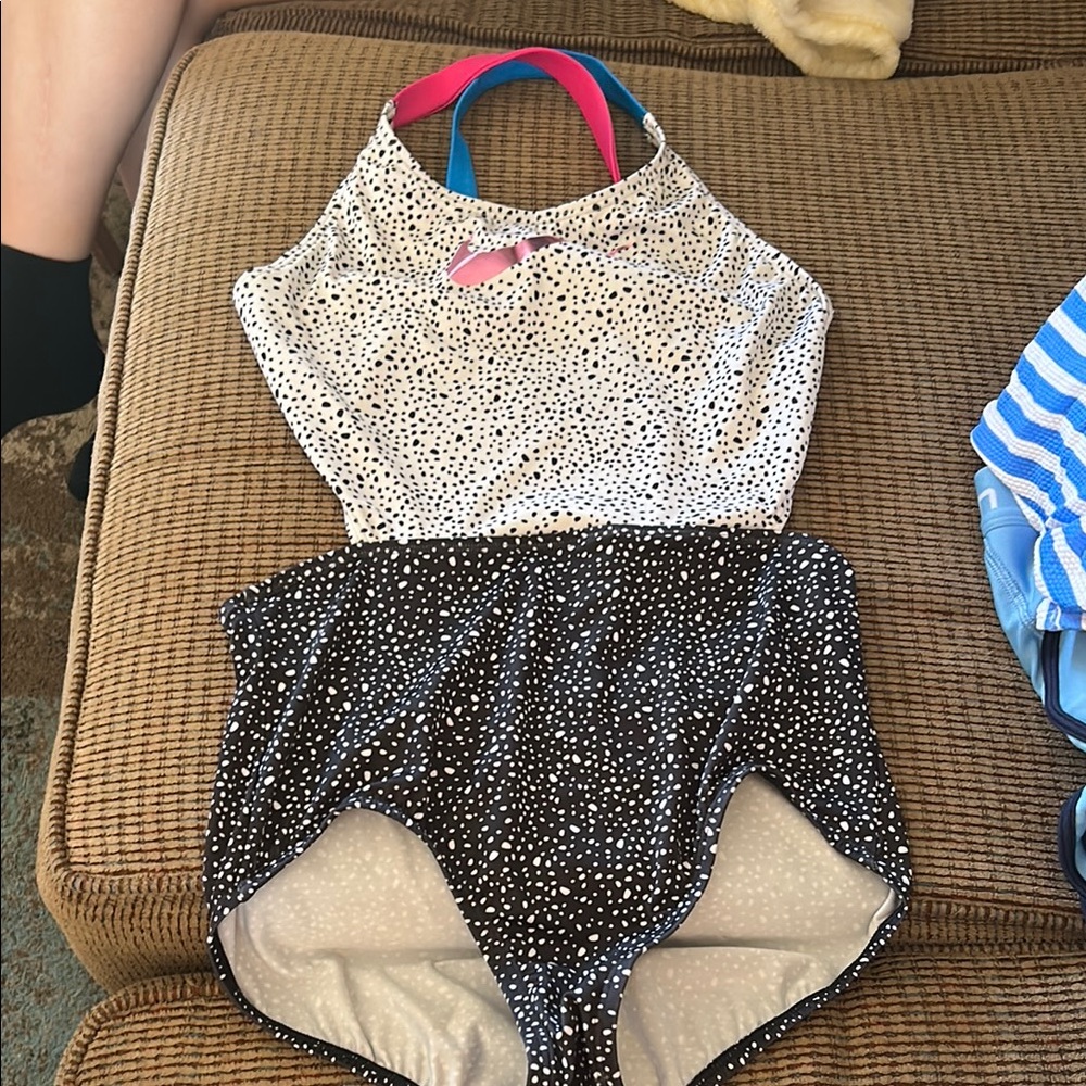 Nike Kids Swim One Piece Black and White